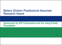 ECS電池研究部首次建立博士后獎，對全球進行新能源研究的博士后開放，此獎是由MTI贊助的